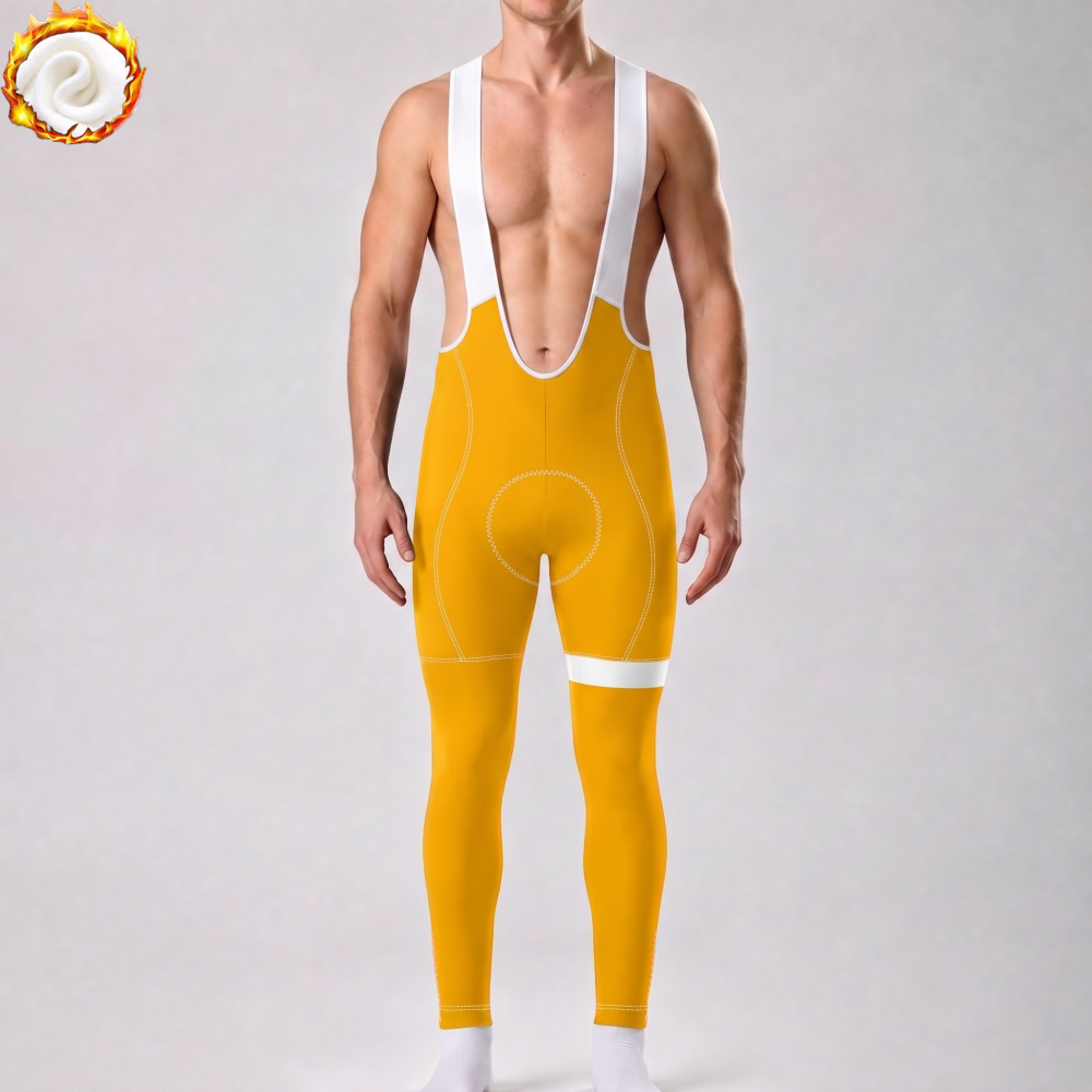 Orange Fleece Bib Cycling Pants