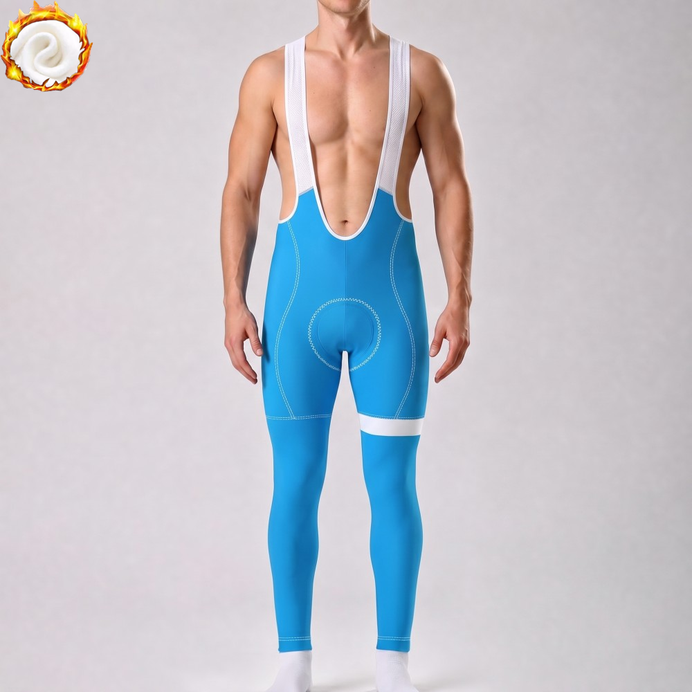 Macaron Blue Fleece Bib Cycling Pants
