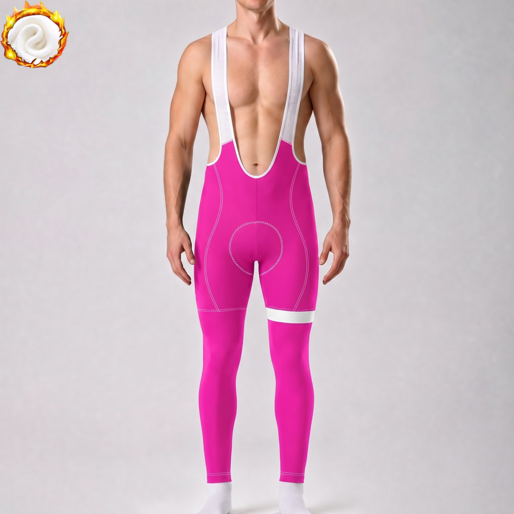 Rose Red Fleece Bib Cycling Pants