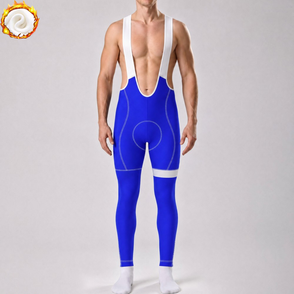 Dark Blue Fleece Bib Cycling Pants