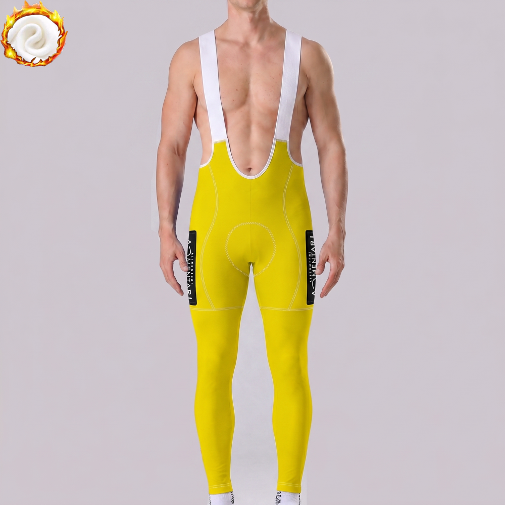 Yellow MOLTENI Fleece Bib Cycling Pants