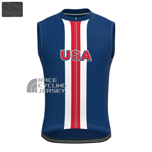 USA Blue Windproof Sleeveless Cycling Jersey