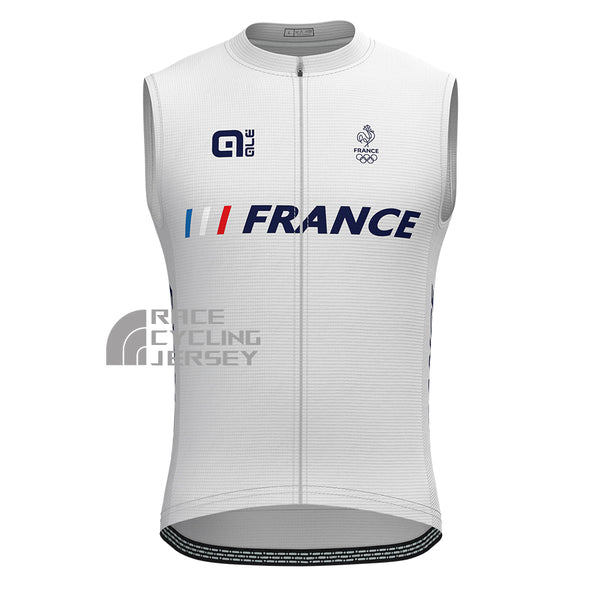 France White Sleeveless Cycling Jersey