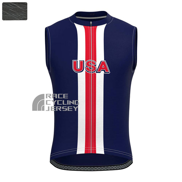 United States Blue Windproof Sleeveless Cycling Jersey