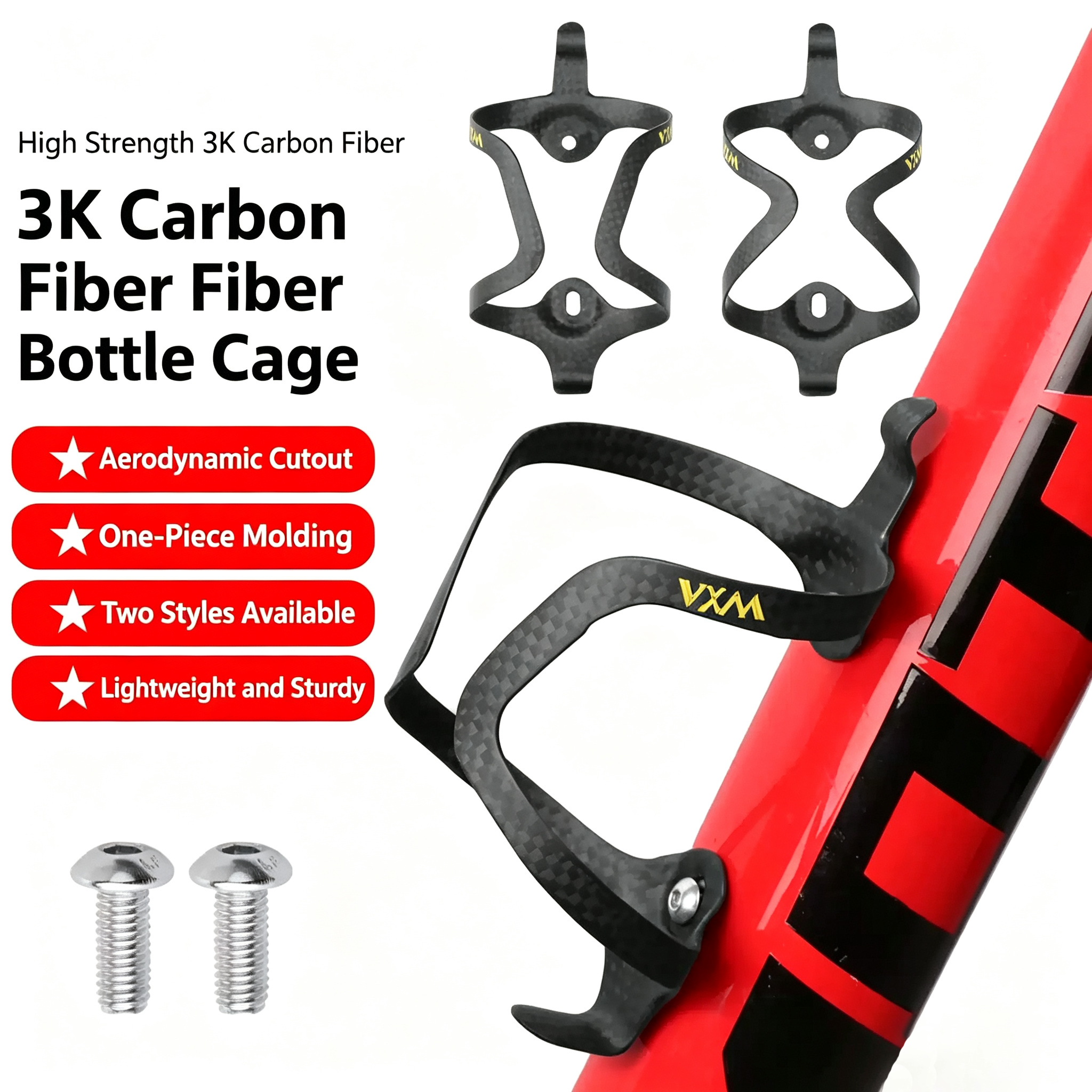 VXM Two‑Style Ultralight 3K Carbon Water Holder