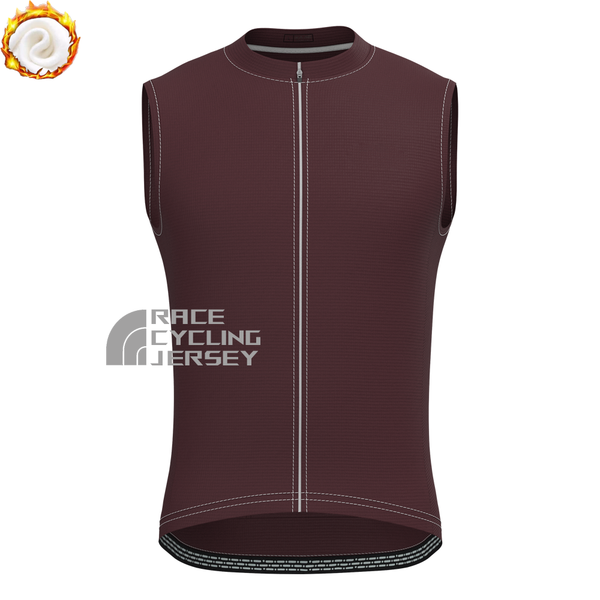 Dark Coffee Color  Fleece Sleeveless Cycling Jersey