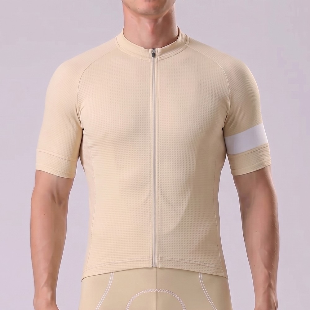 Light Khaki Short Sleeves Cycling Jersey