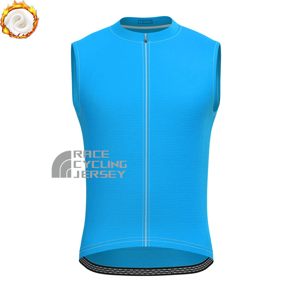 Macaron Blue Fleece Sleeveless Cycling Jersey