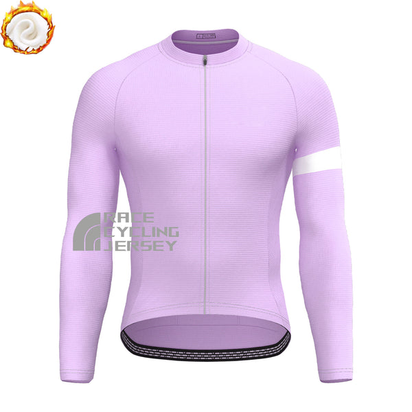 Macaron purple Fleece Long Cycling Jersey