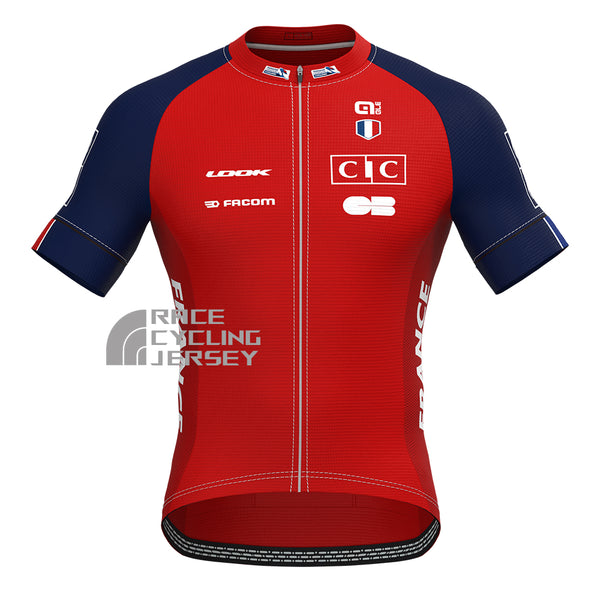 France Red Short Sleeves Cycling Jersey