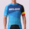Belgium Blue Short Sleeves Cycling Jersey