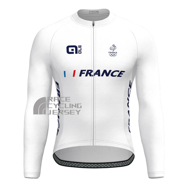 France White Long Sleeves Cycling Jersey