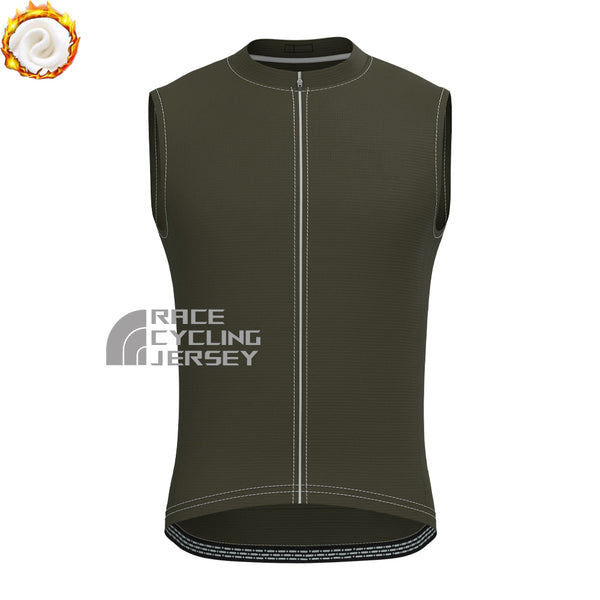 Army Green Fleece Sleeveless Cycling Jersey