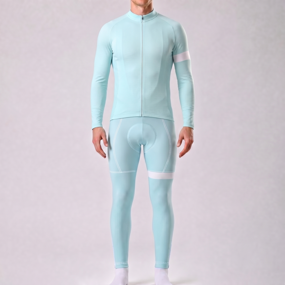 Glacier Blue Long Sleeves Cycling Kits