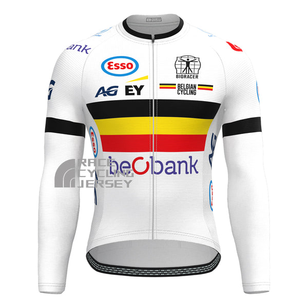 Belgium White Long Sleeves Cycling Jersey