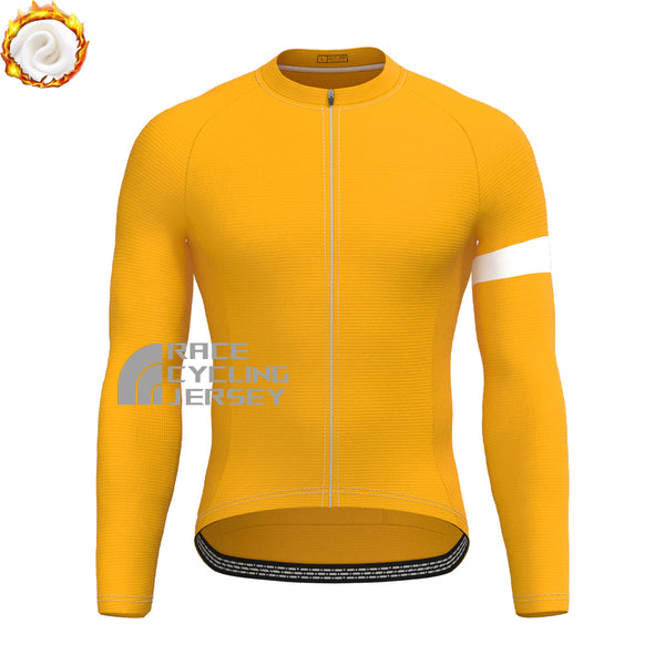Orange Fleece Long Cycling Jersey