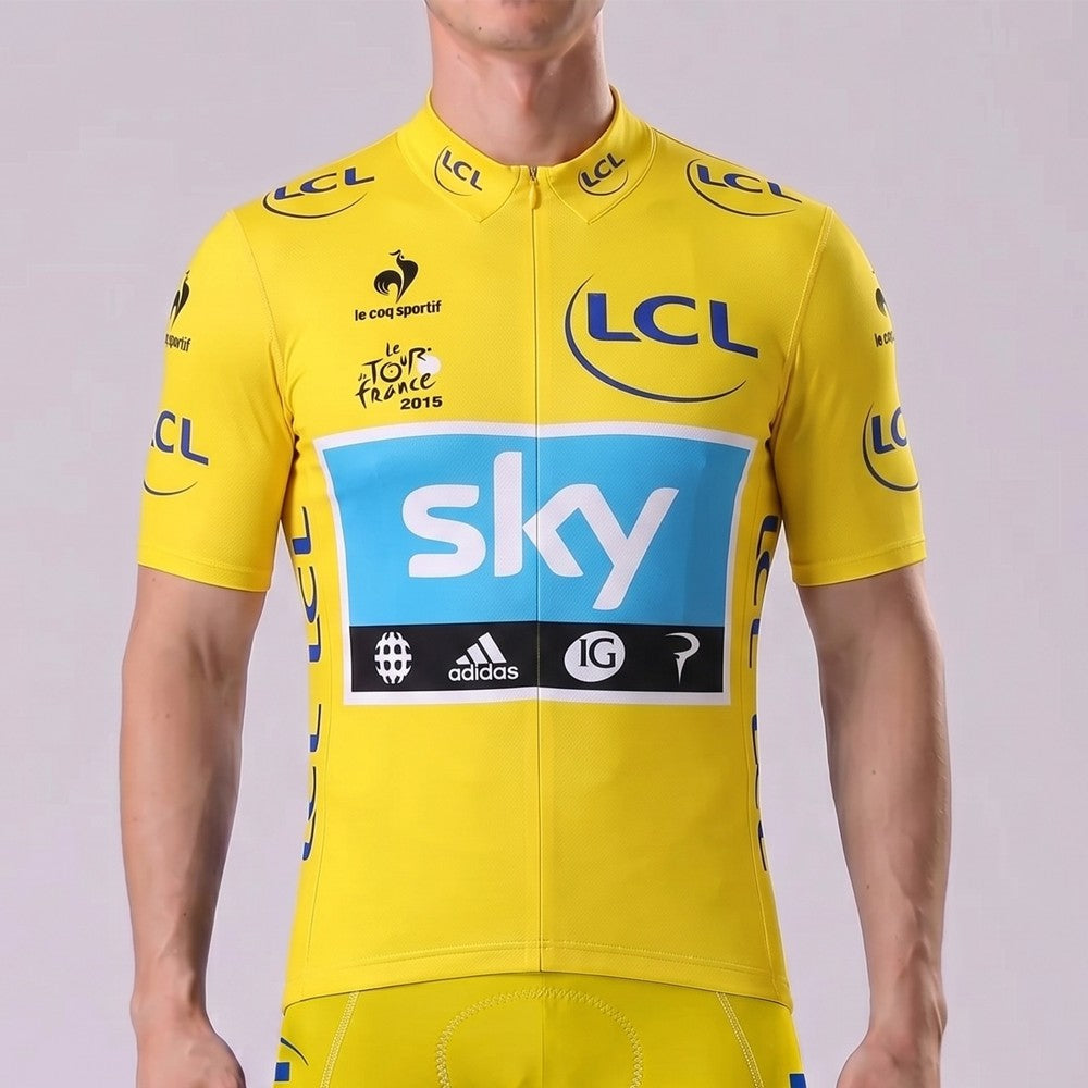 2015 Sky Yellow Short Sleeves Cycling Jersey