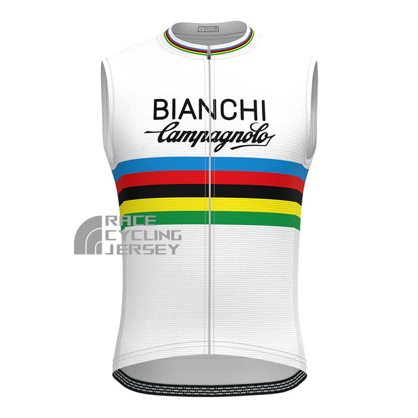 Stripes White Bianchi Sleeveless Cycling Jersey