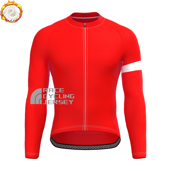 Red Fleece Long Cycling Jersey