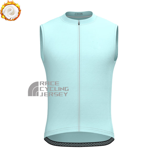 Glacier Blue Fleece Sleeveless Cycling Jersey