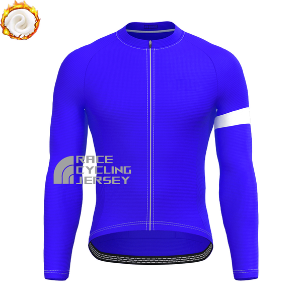 Dark Blue Fleece Long Cycling Jersey