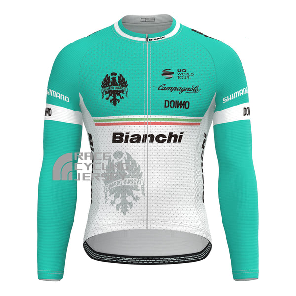 Blue Bianchi Long Sleeves Cycling Jersey