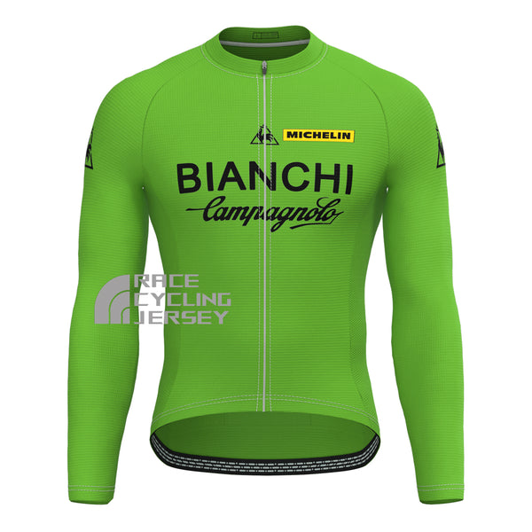 Green Bianchi Long Sleeves Cycling Jersey