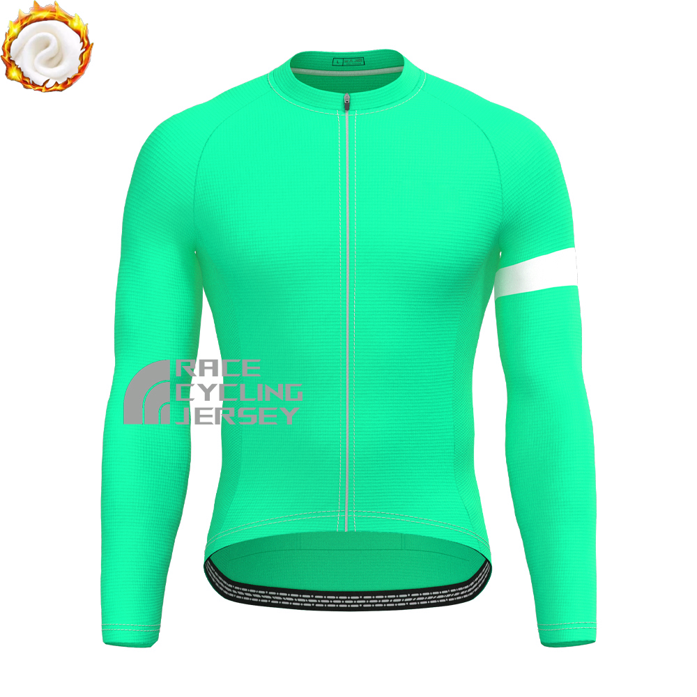 Fluorescent Green Fleece Long Sleeves Cycling Kits