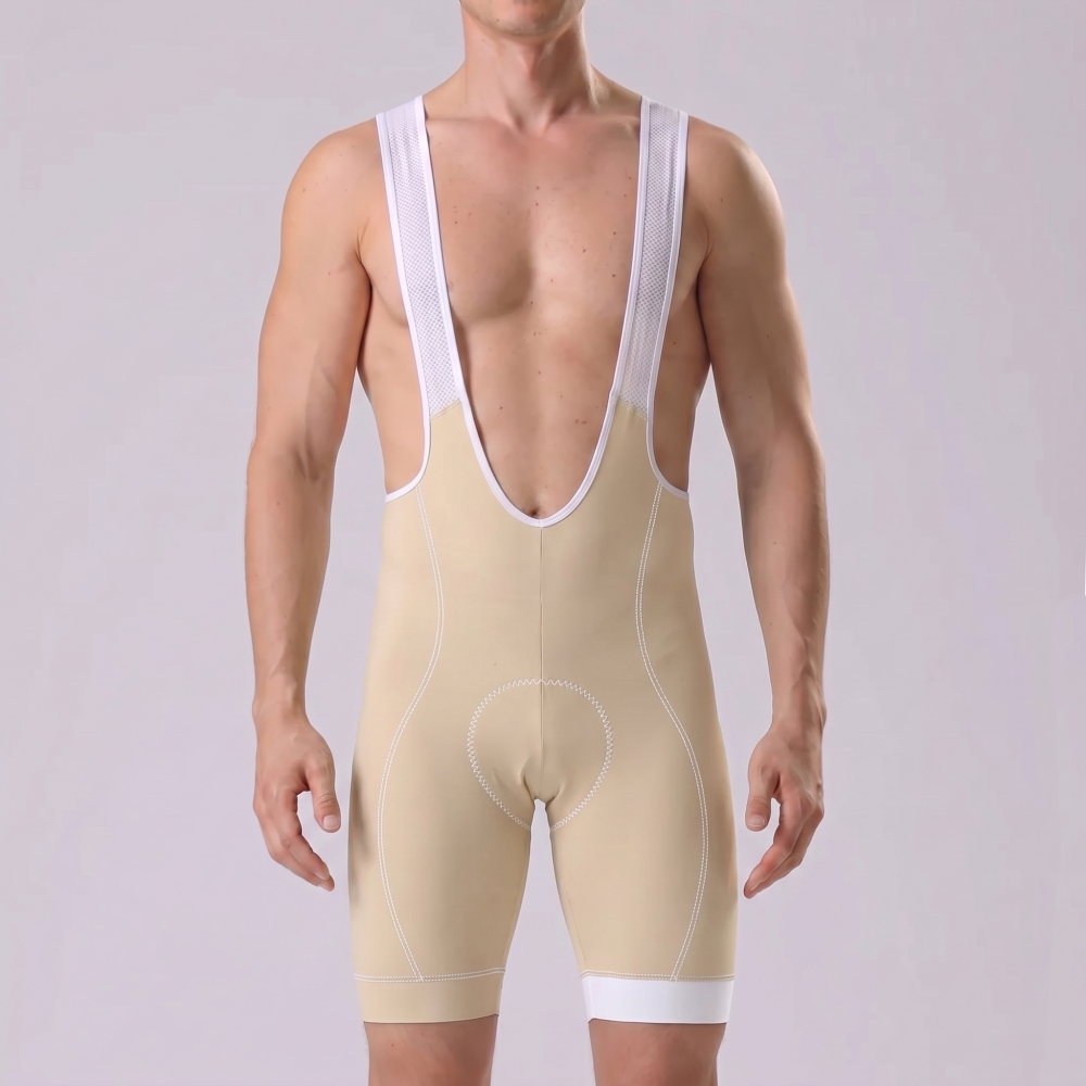 Light Khaki Bib Cycling Shorts