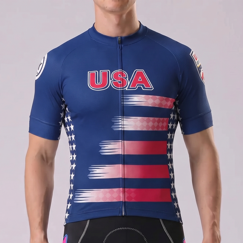 USA Stripes Short Sleeves Cycling Jersey