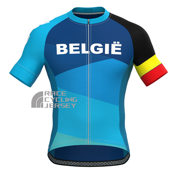 Belgium Blue Short Sleeves Cycling Jersey