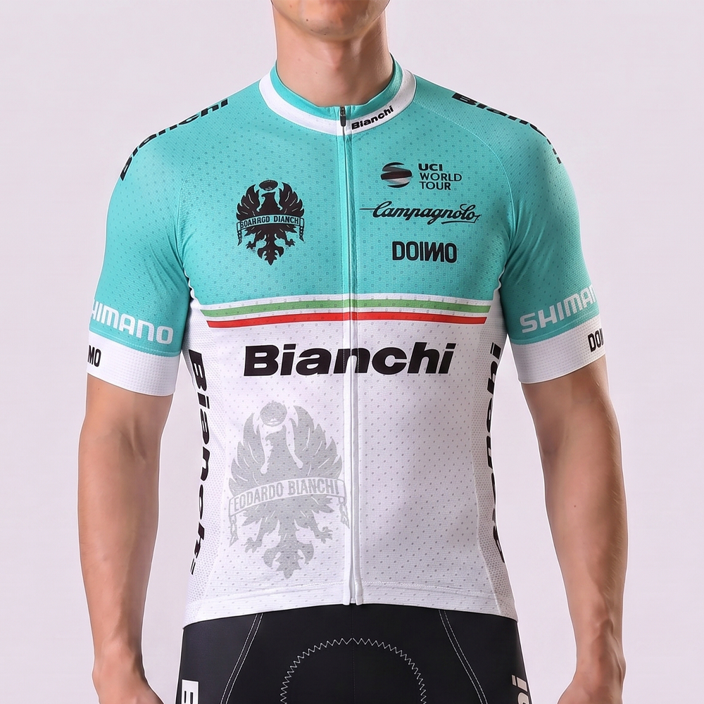 Blue Bianchi Short Sleeves Cycling Jersey