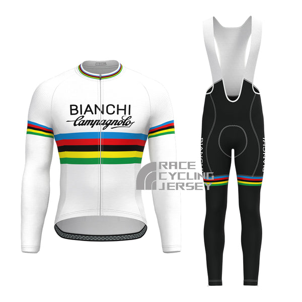 Stripes White Bianchi Long Sleeves Cycling Kits