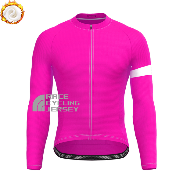 Rose Red Fleece Long Cycling Jersey