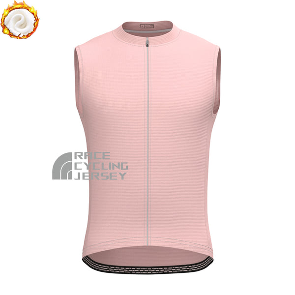 Macaron Pink Fleece Sleeveless Cycling Jersey