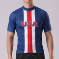 USA Blue Short Sleeves Cycling Jersey