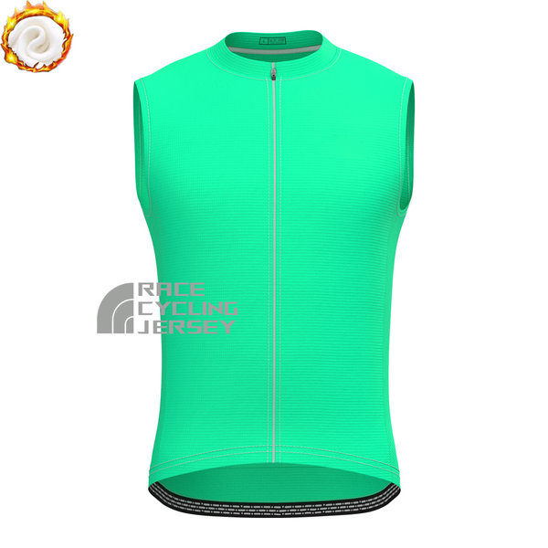 Fluorescent Green Fleece Sleeveless Cycling Jersey