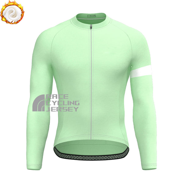 Matcha Green Fleece Long Cycling Jersey