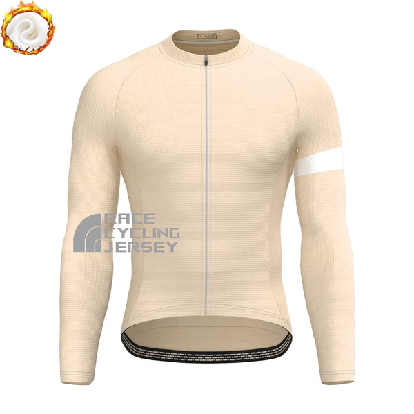 Light Khaki Fleece Long Cycling Jersey