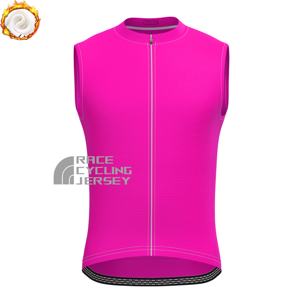 Rose Red Fleece Sleeveless Cycling Jersey