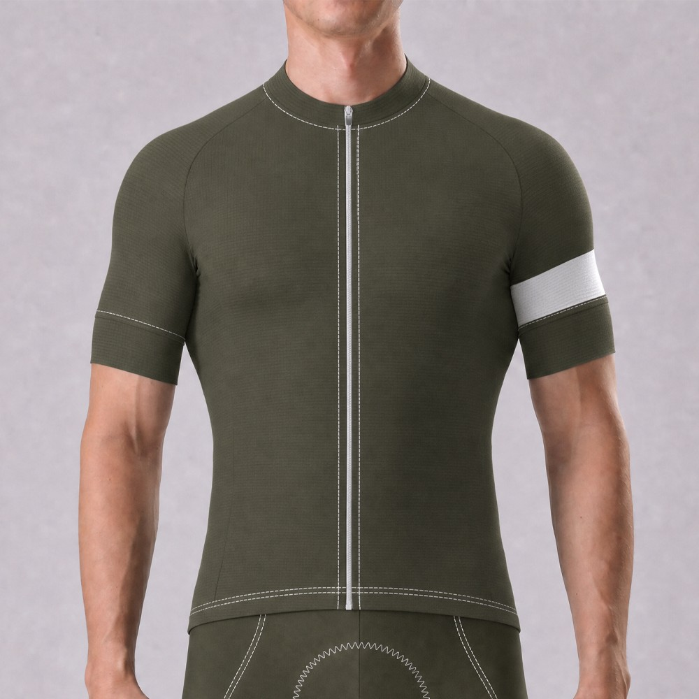 Army Green Short Sleeves Cycling Jersey