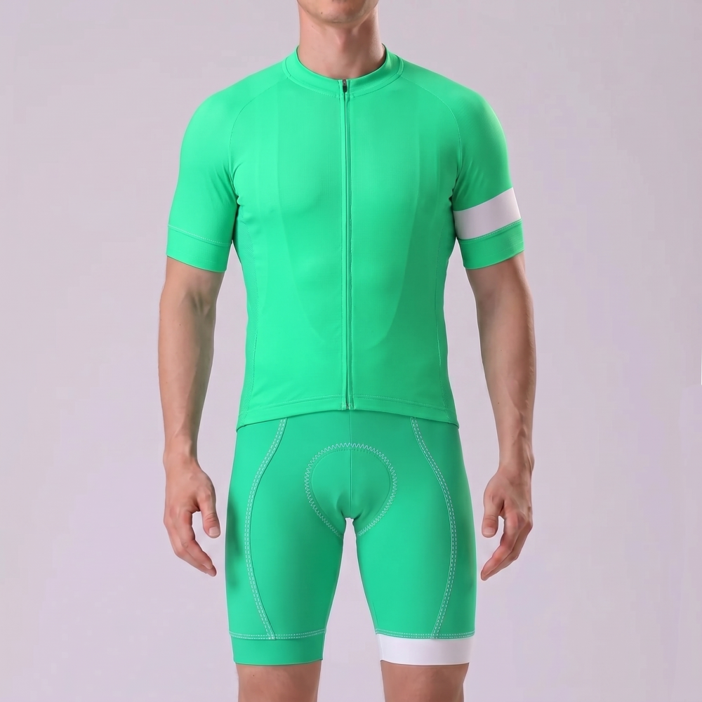 Fluorescent Green Short Sleeves Cycling Kits