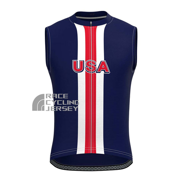 United States Blue Sleeveless Cycling Jersey