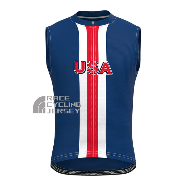 USA Blue Sleeveless Cycling Jersey