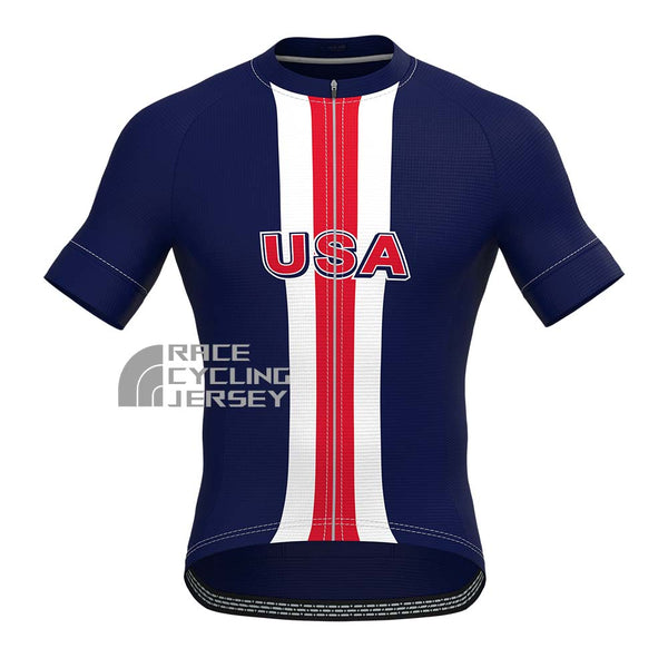 United States Blue Short Sleeves Cycling Jersey