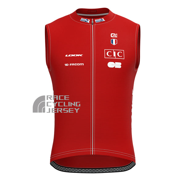 France Red Sleeveless Cycling Jersey