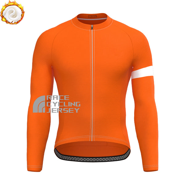 Macarons Orange Fleece Long Cycling Jersey