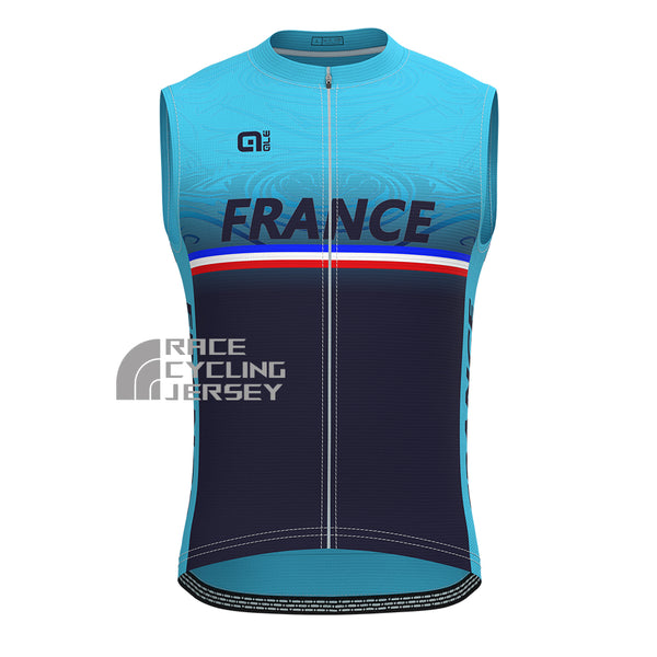 France Deep Blue Sleeveless Cycling Jersey