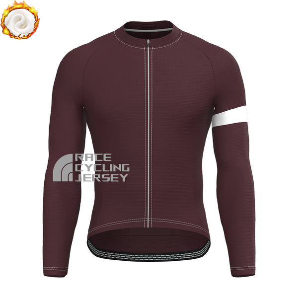 Dark Coffee Color  Fleece Long Cycling Jersey