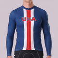 USA Blue Long Sleeves Cycling Jersey